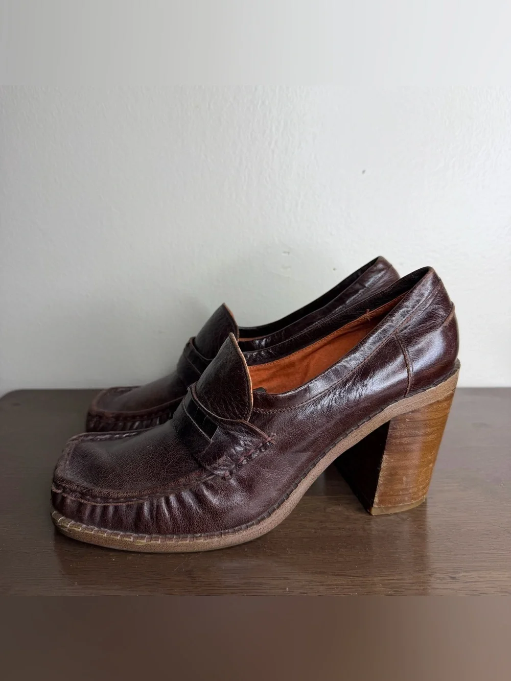 Miz Mooz Brown Leather Heeled Loafers 37 (7)